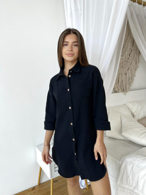 Сорочка Жіноча XL з Мусліну Чорна Pearl COSY - 2