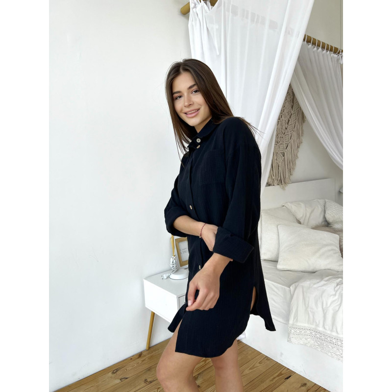 Рубашка Женская XL из Муслина Черная Pearl COSY 2