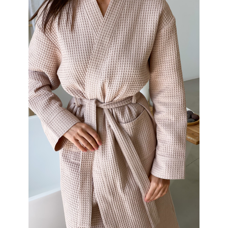 Халат Женский S Вафельный Бежевый Длинный COSY 6