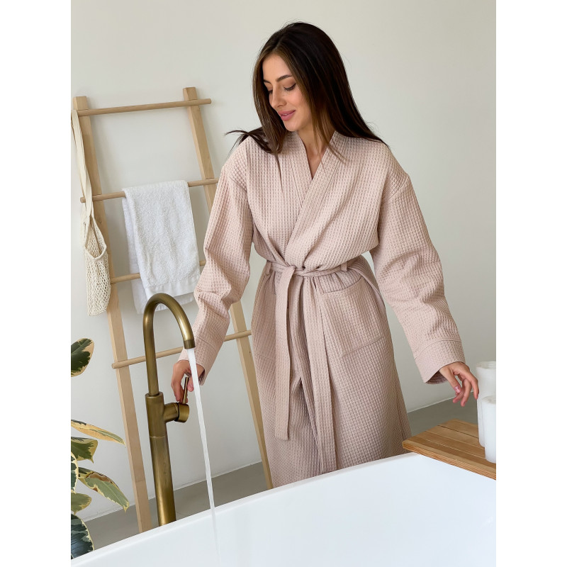 Халат Женский S Вафельный Бежевый Длинный COSY 8