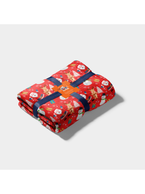 Плед 180 x 200 см Новогодний Двуспальный Красный Санта Велсофт Lelit - 2