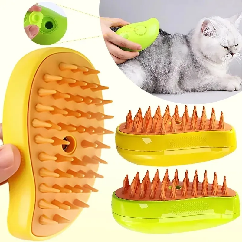 Гребінець для видалення шерсті з паром для тварин 3 в 1 Steamy Cat Brush Зелений 5