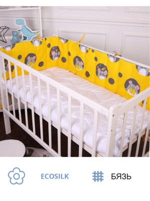 Борт 30х180 см Суцільний в кроватку Funny mice Kids Time 20-0029 MirSon - 2