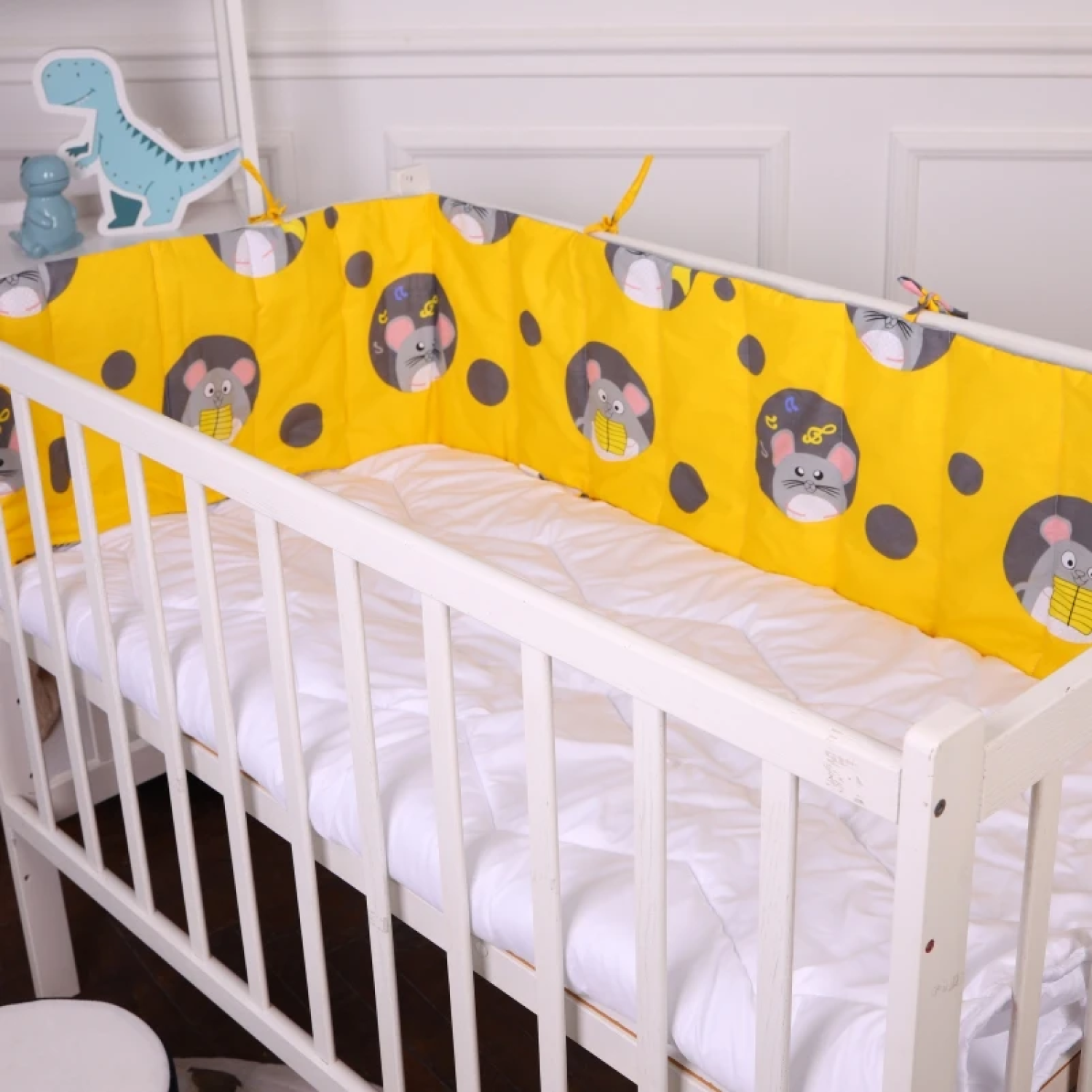Борт 30х180 см Суцільний в кроватку Funny mice Kids Time 20-0029 MirSon 1