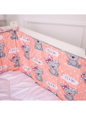 Борт 30х180 см Суцільний в кроватку Little girl Teddy Kids Time 20-0028 MirSon - 3