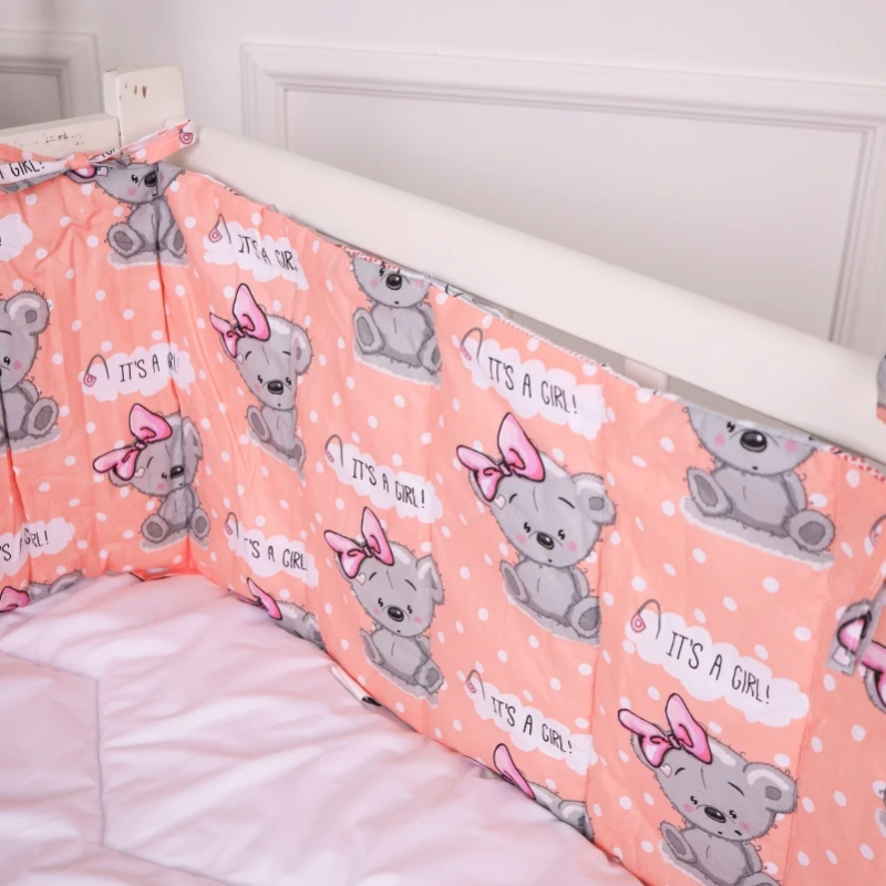 Борт 30х180 см Суцільний в кроватку Little girl Teddy Kids Time 20-0028 MirSon 3