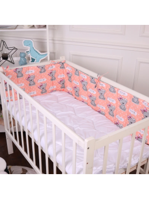 Борт 30х180 см Суцільний в кроватку Little girl Teddy Kids Time 20-0028 MirSon