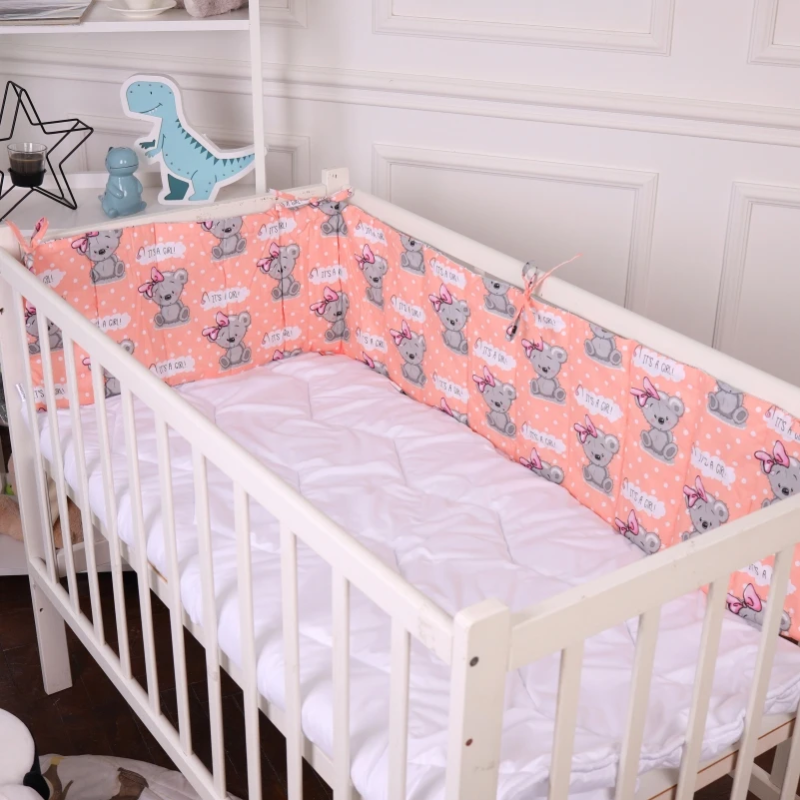 Борт 30х180 см Суцільний в кроватку Little girl Teddy Kids Time 20-0028 MirSon