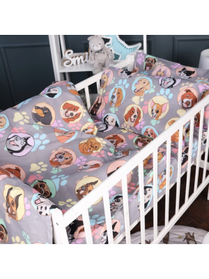 Комплект 110x140 см постільної білизни Бязь Happy Dogs Kids Time 17-0661 MirSon