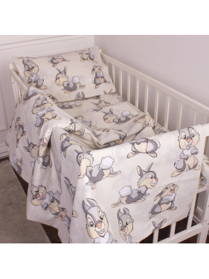 Комплект 110x140 см постільної білизни Бязь Rabbit Gray Kids Time 20-0022 MirSon