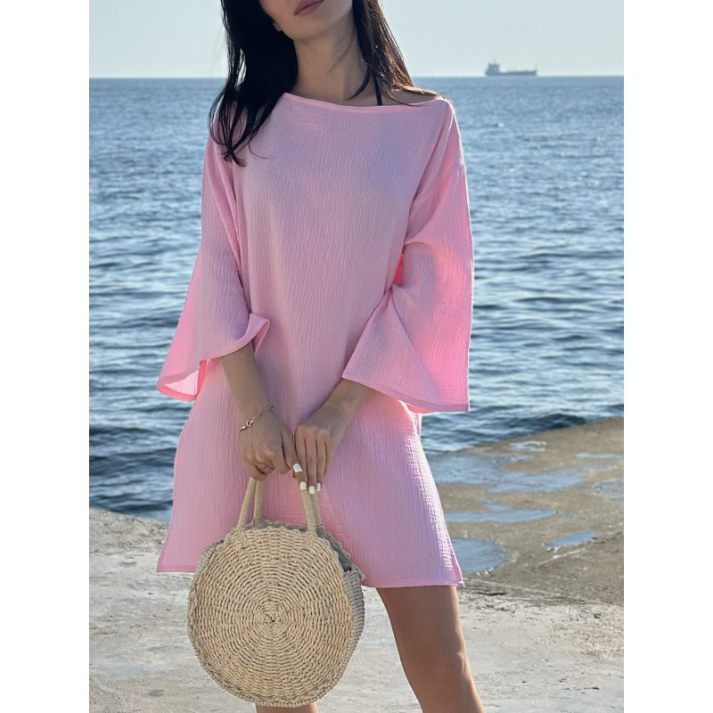 Туніка пляжна L-XL  Літня з Бавовни Ніжно-Рожева Aria COSY 7