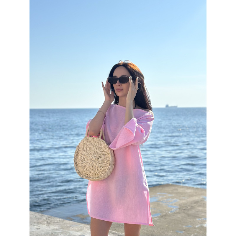 Туника Пляжная S-M Летняя из Хлопка Нежно-Розовый Aria COSY 11