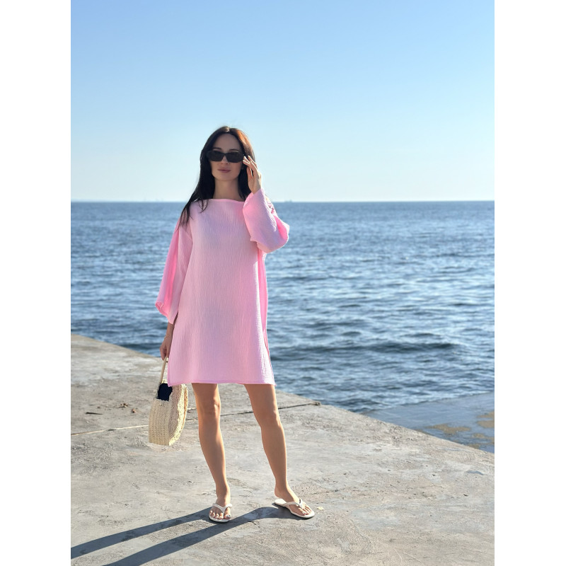 Туника Пляжная S-M Летняя из Хлопка Нежно-Розовый Aria COSY 10