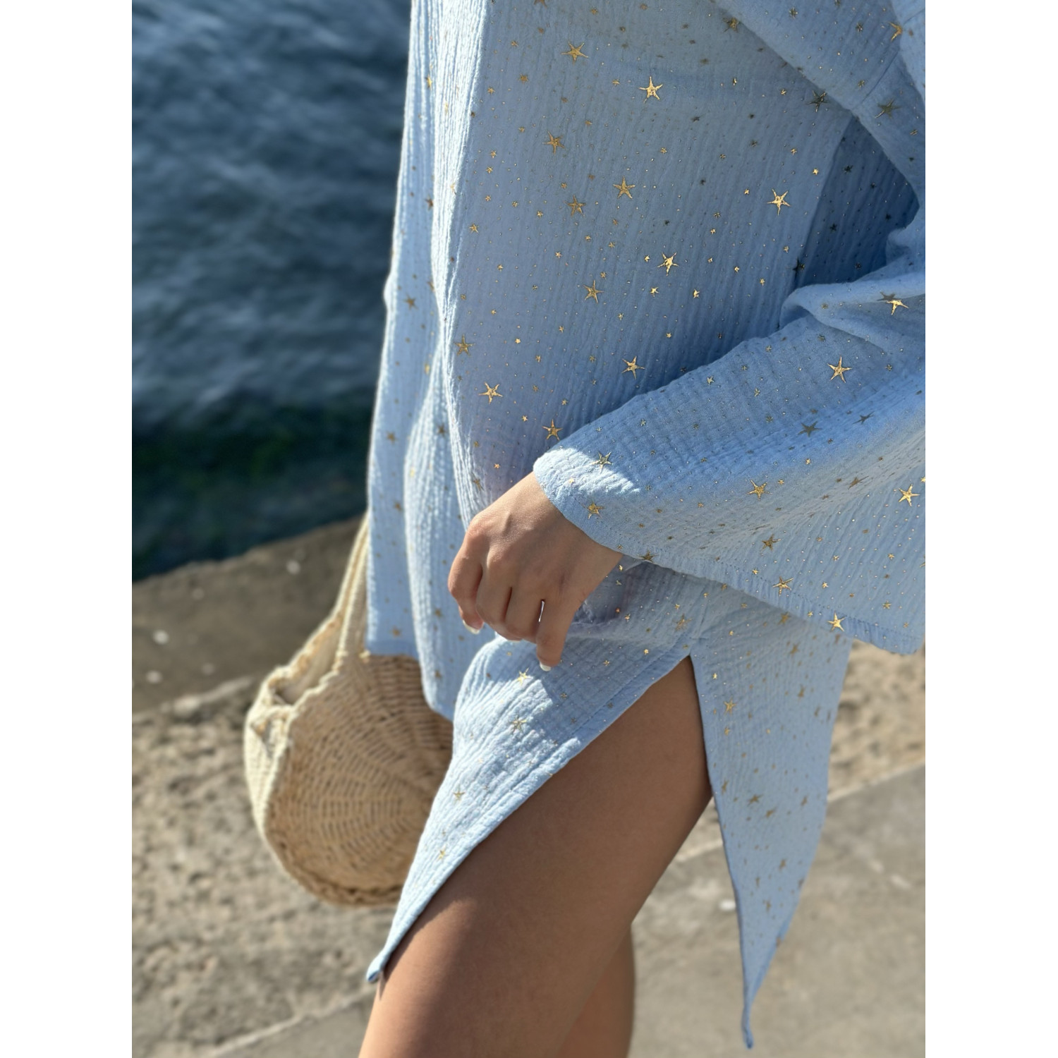 Туніка Пляжна L-XL Літня з Бавовни Блакитна Зірочки Aria COSY 8