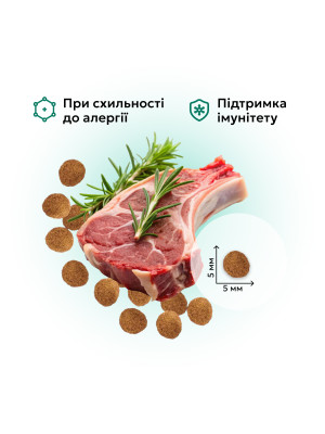 Сухий корм 1 кг для Цуценят Середніх та Малих порід Гіпоалергенний з Ягням Happy Pet - 2