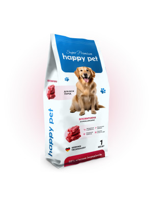 Сухий корм 1 кг для собак Всіх порід Гіпоалергенний з Яловичиною Happy Pet
