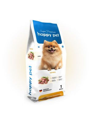 Сухий корм 1 кг для собак Мініатюрних та Малих порід з Качкою Happy Pet