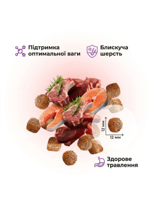 Сухой корм 1 кг для собак Средних пород с Ягненком и Лососем Happy Pet - 2