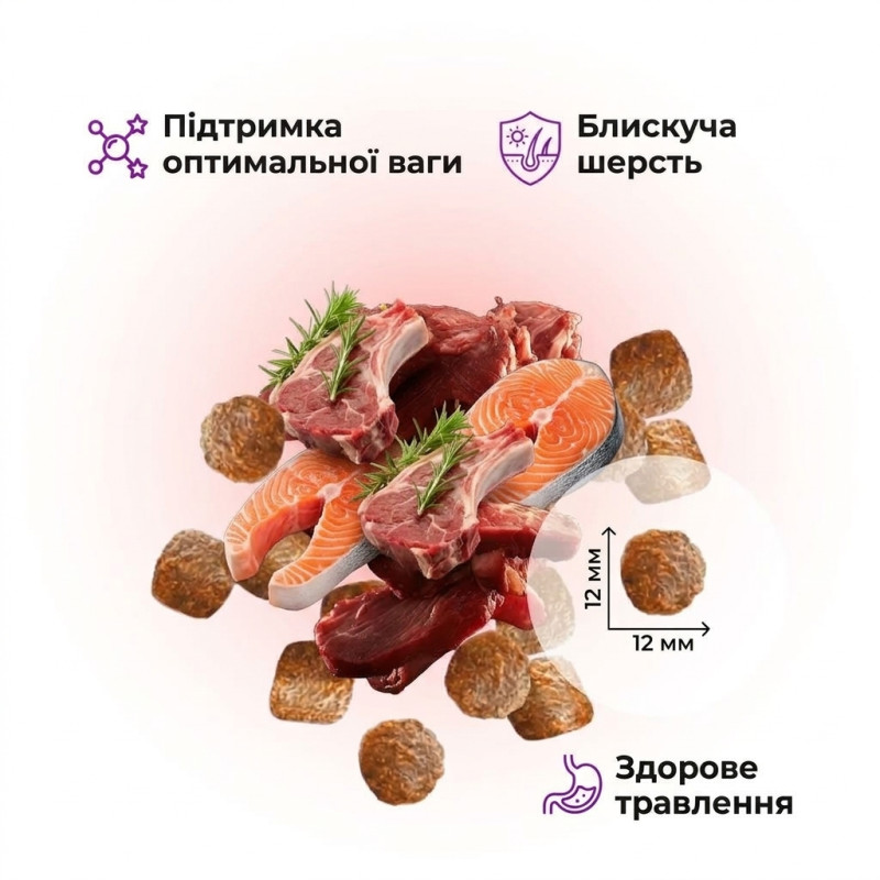 Сухой корм 3 кг для собак Средних пород с Ягненком и Лососем Happy Pet 2