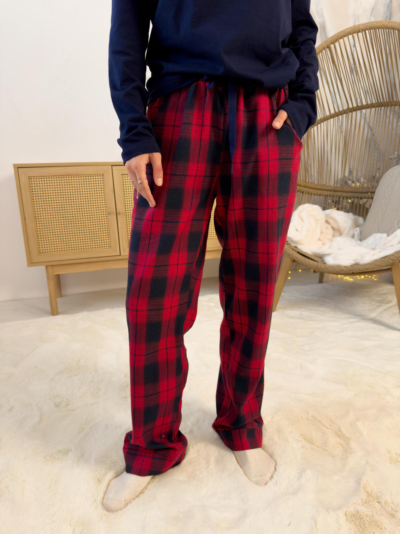 Пижама женская L Новогодняя (кофта + брюки) Сине-Красная COSY - фото 4