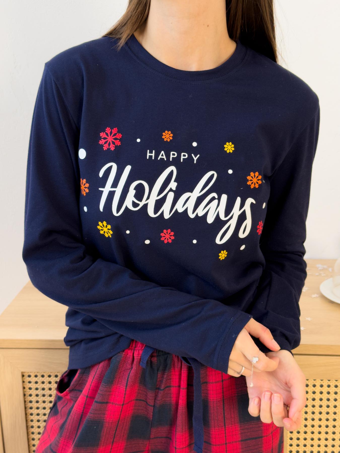 Пижама женская 2XL Новогодняя (кофта + брюки) Сине-Красная COSY - фото 5