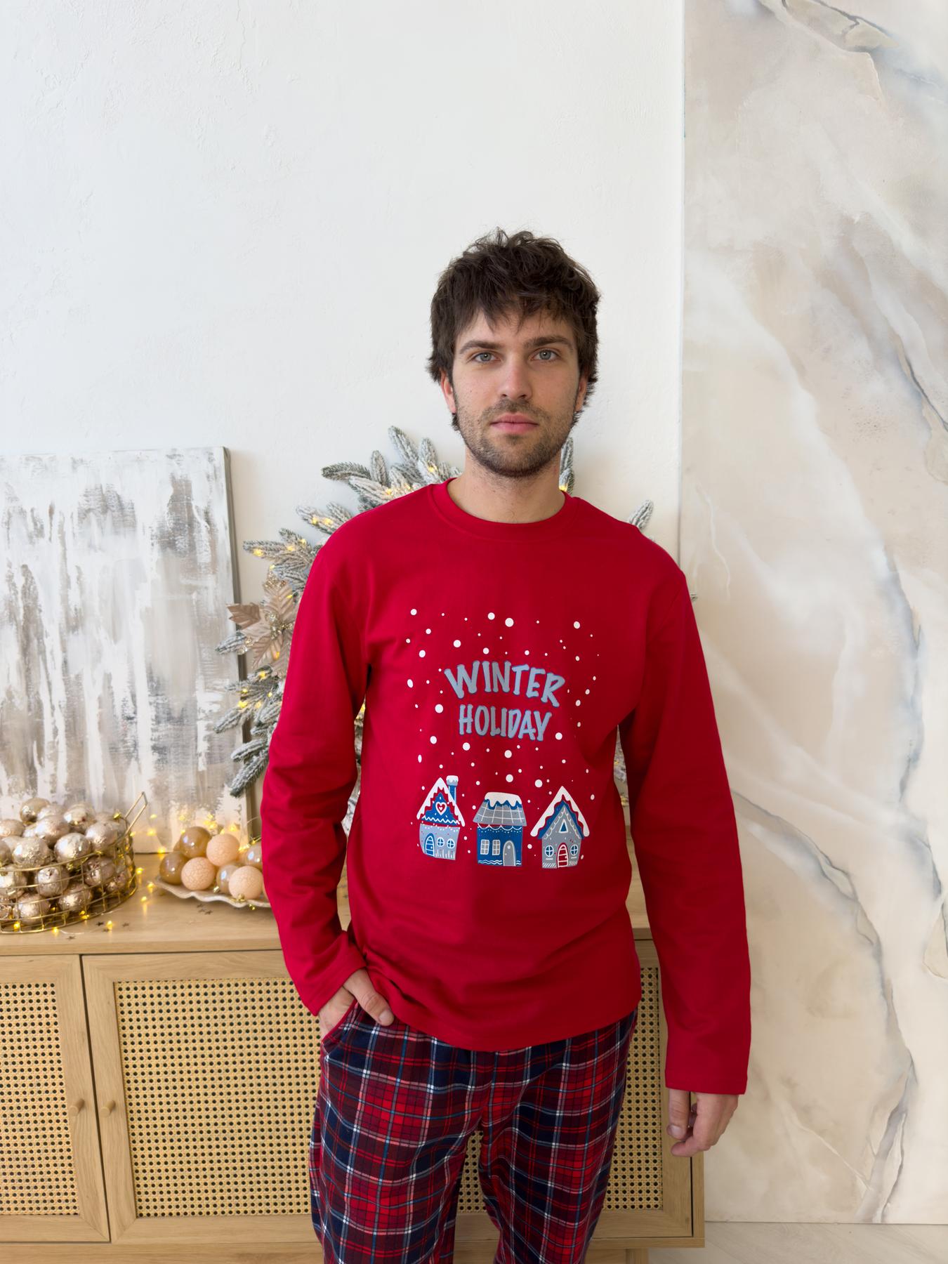 Пижама мужская L Новогодняя теплая Хлопковая с Начесом Winter Holiday COSY - фото 11