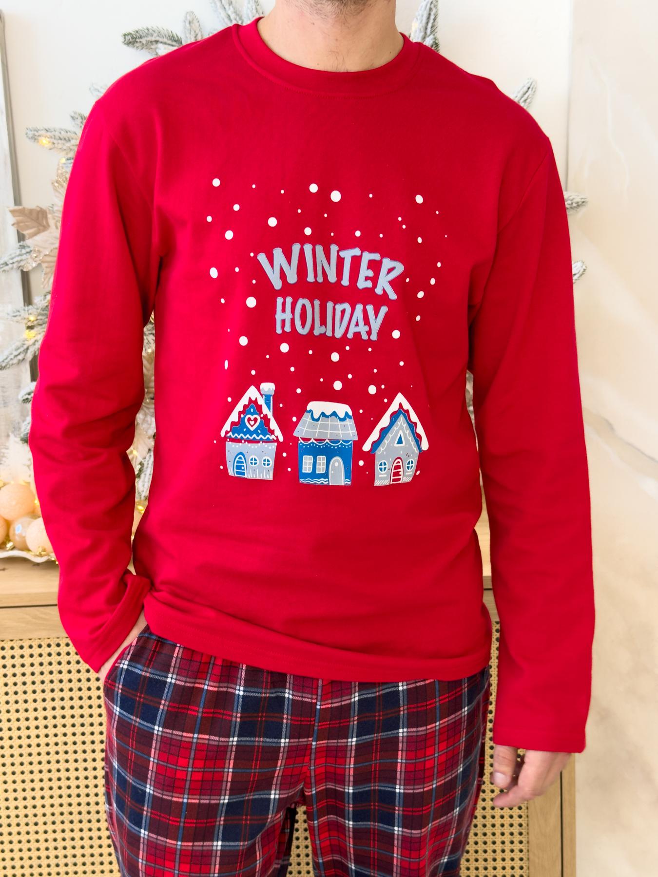 Пижама мужская L Новогодняя теплая Хлопковая с Начесом Winter Holiday COSY - фото 8