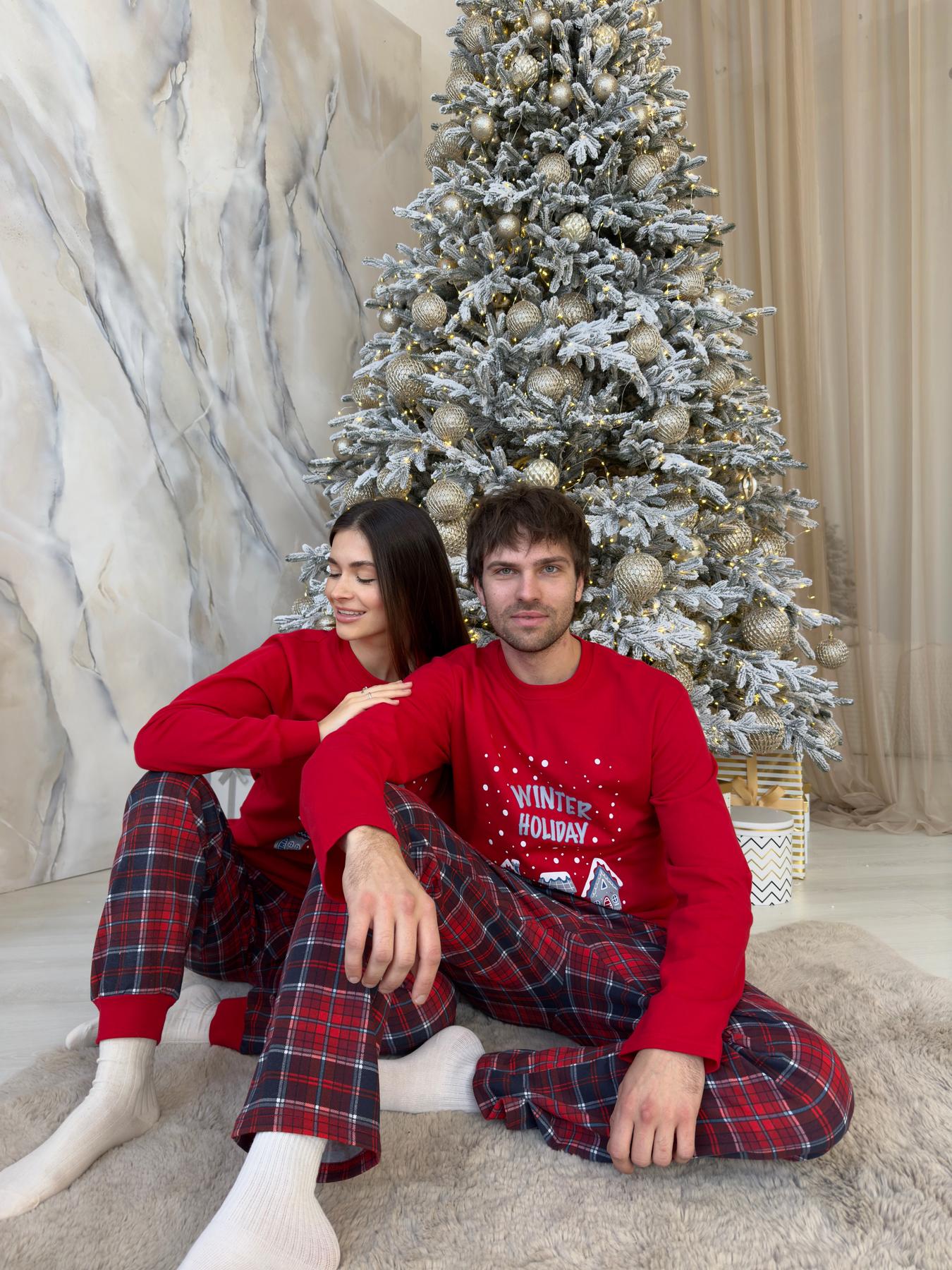 Пижама мужская XL Новогодняя теплая Хлопковая с Начесом Winter Holiday COSY - фото 6