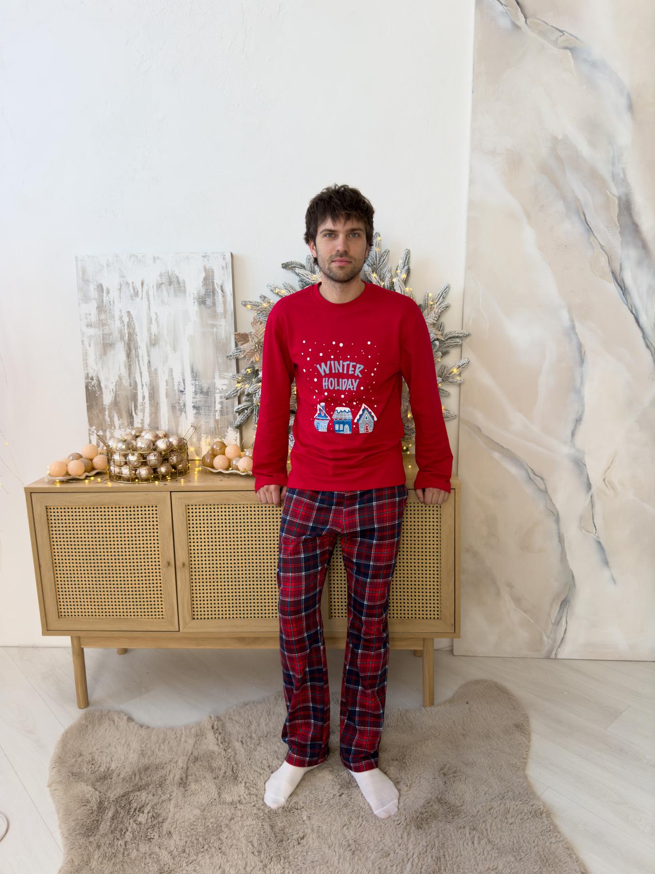 Пижама мужская 2XL Новогодняя теплая Хлопковая с Начесом Winter Holiday COSY - фото 5