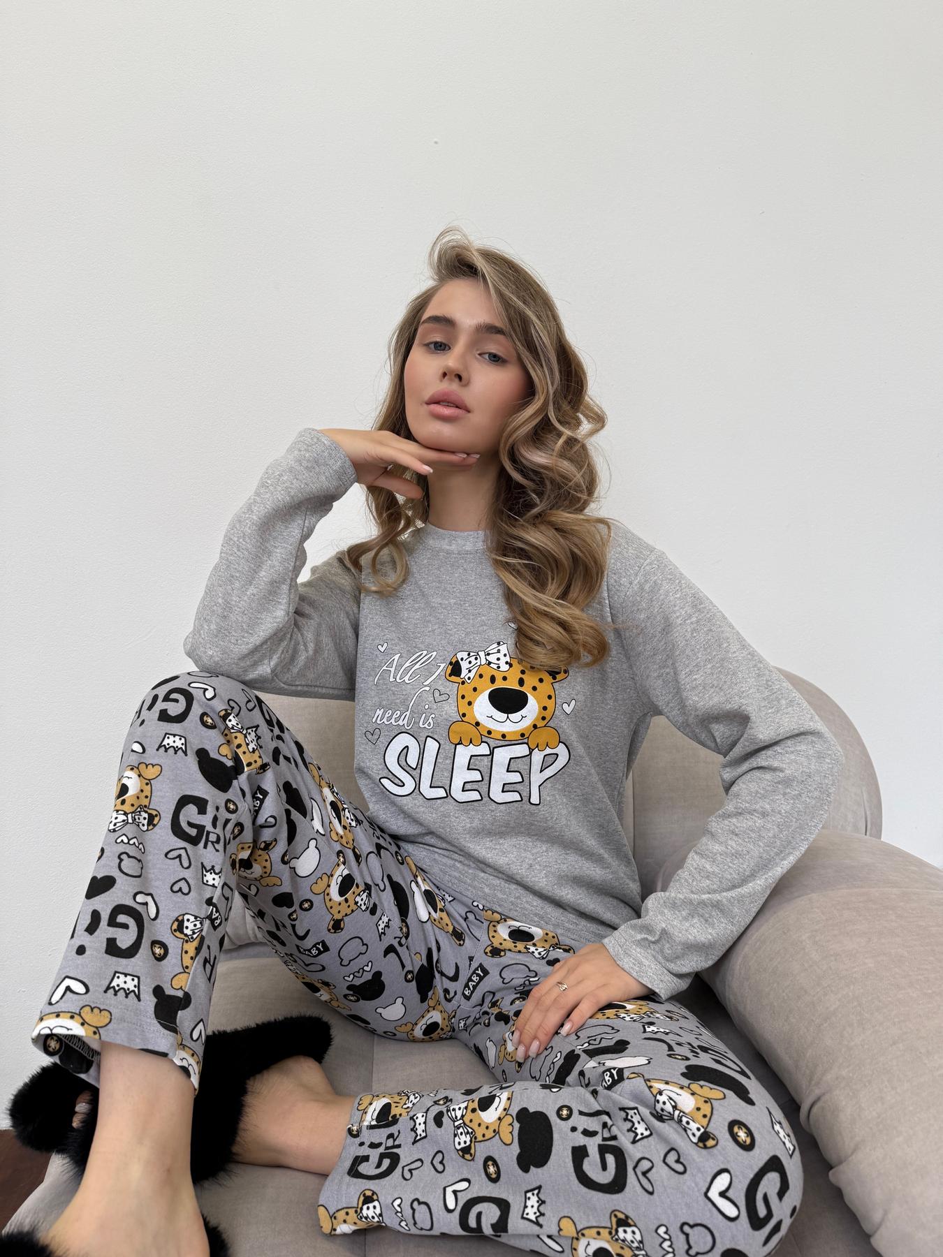 Пижама женская M теплая Леопардик (кофта + штаны) Серая Baby Leo COSY - фото 8