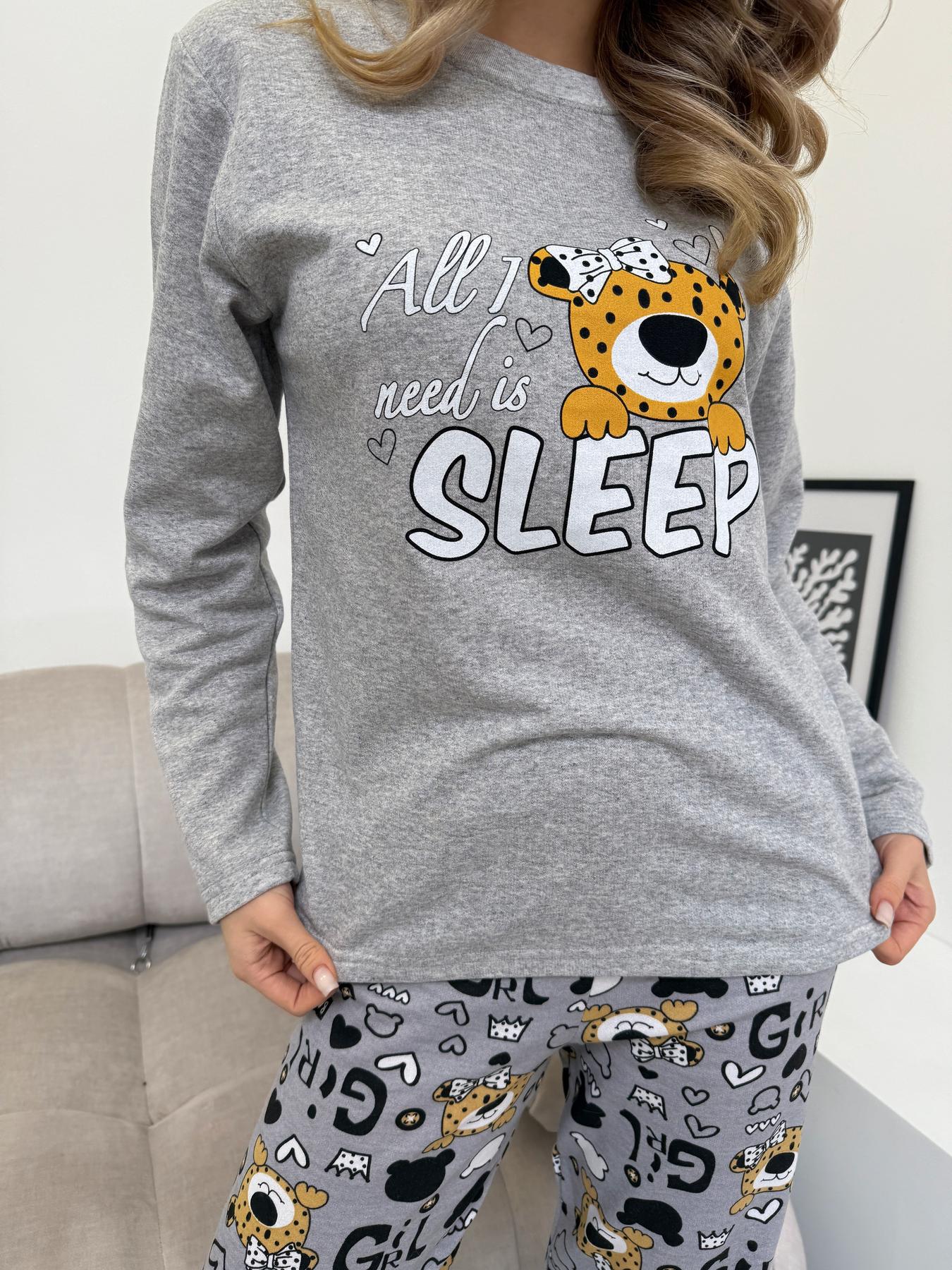 Пижама женская M теплая Леопардик (кофта + штаны) Серая Baby Leo COSY - фото 6