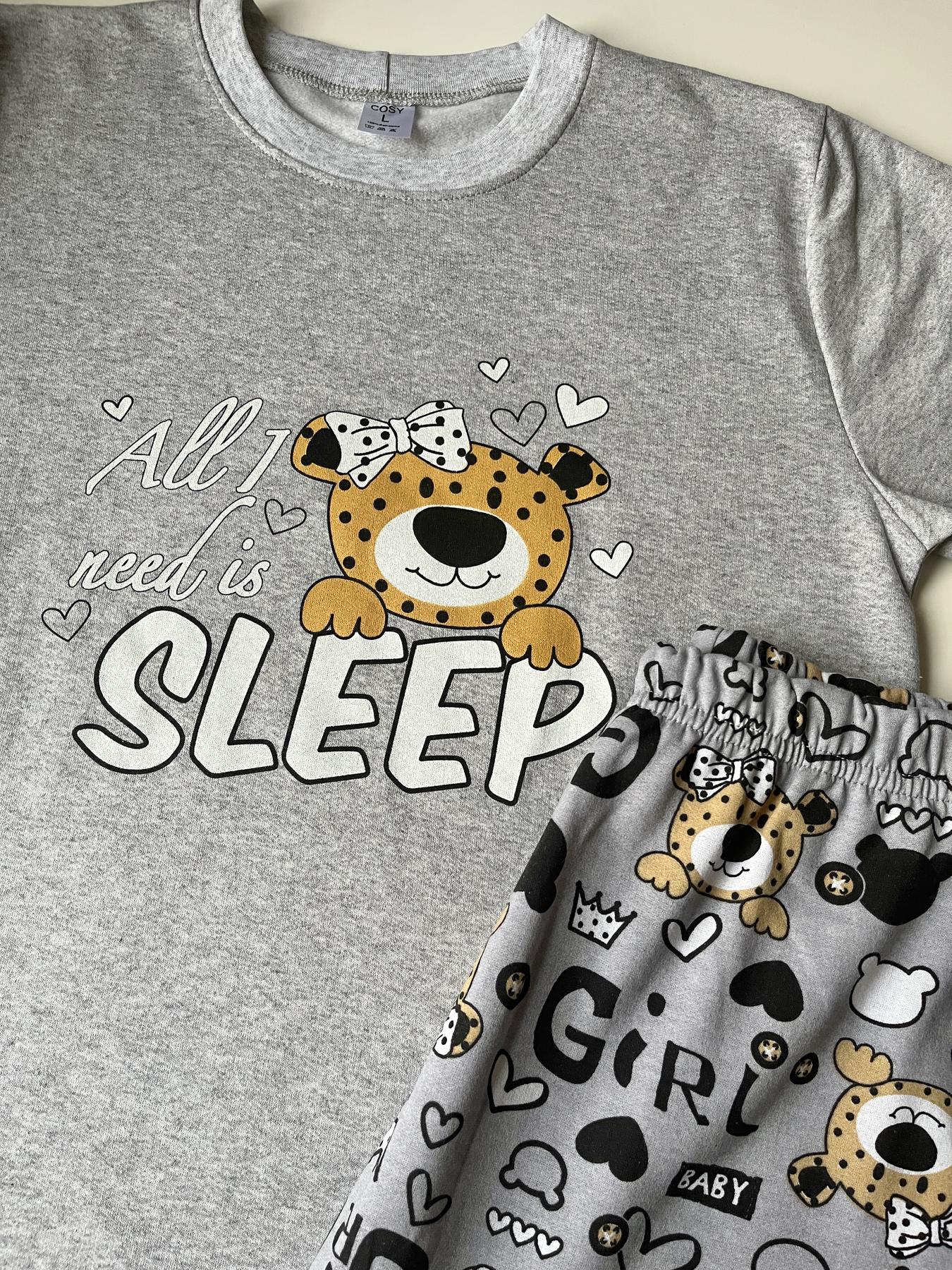 Пижама женская 2XL теплая Леопардик (кофта + штаны) Серая Baby Leo COSY - фото 10