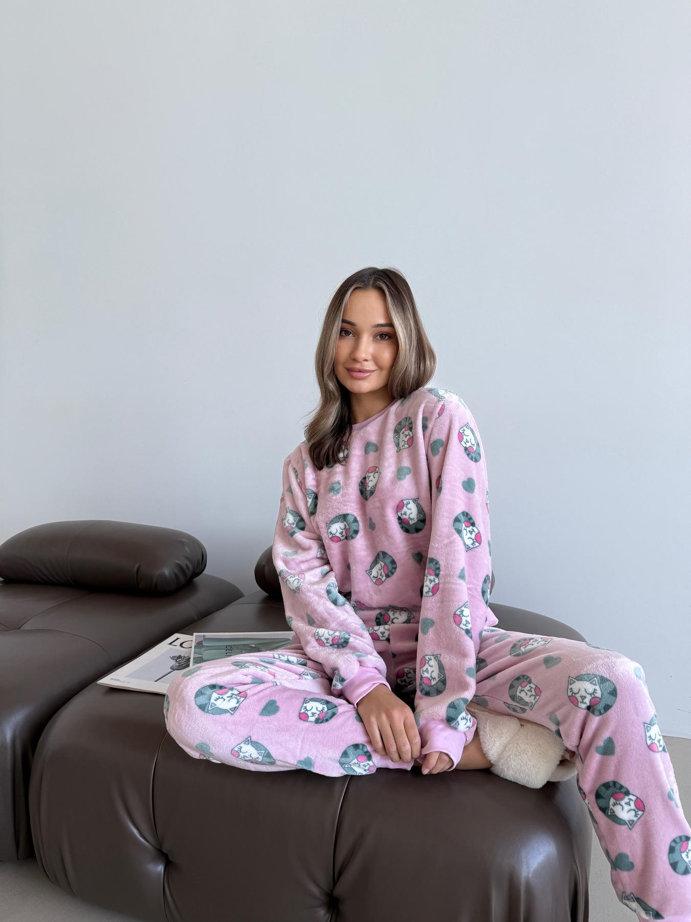 Пижама женская XL теплая Мяу-Лав Розовая COSY