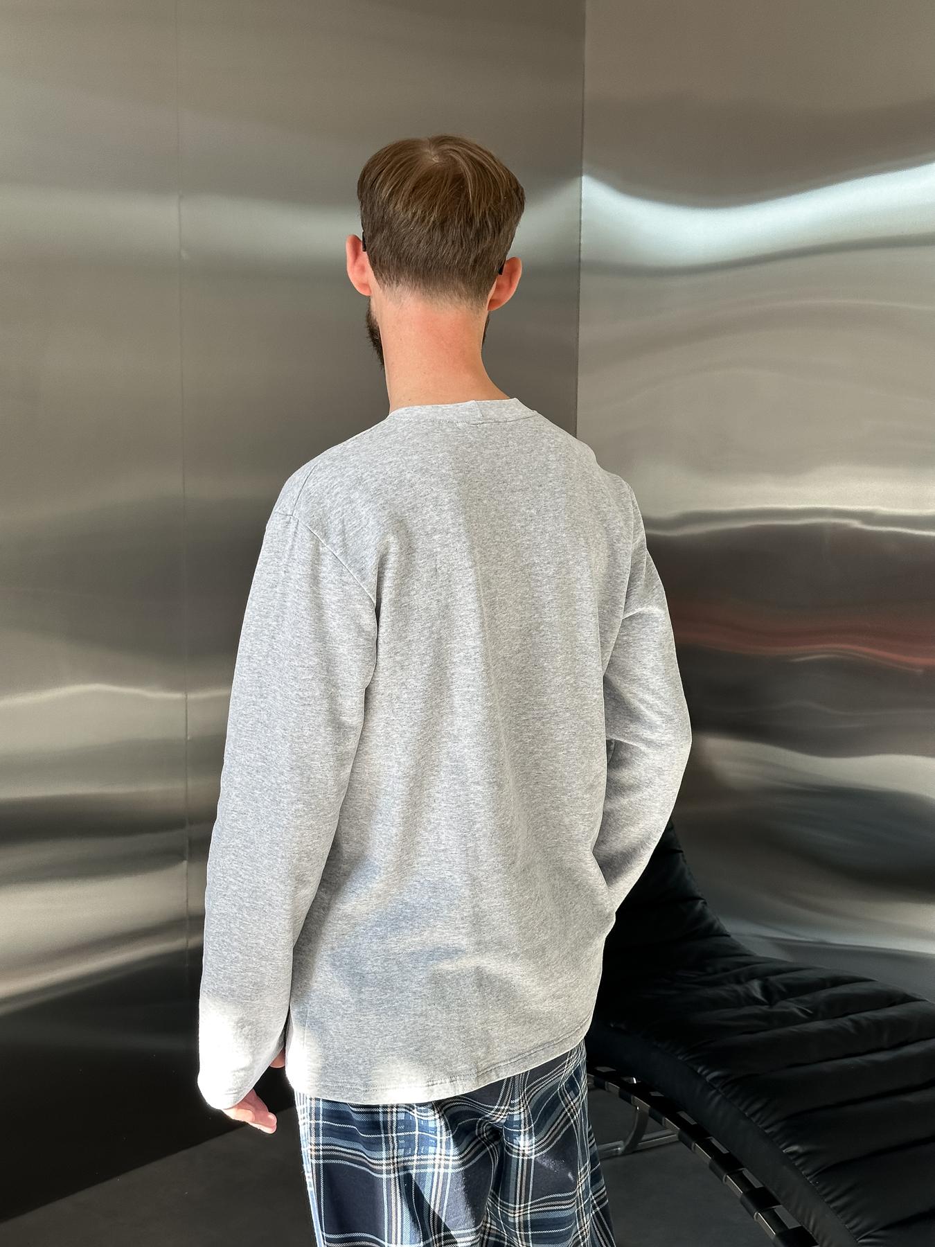Пижама мужская 2XL теплая Хлопок Серый-Синий (лонгслив + штаны) Скандинавия NEW COSY - фото 6