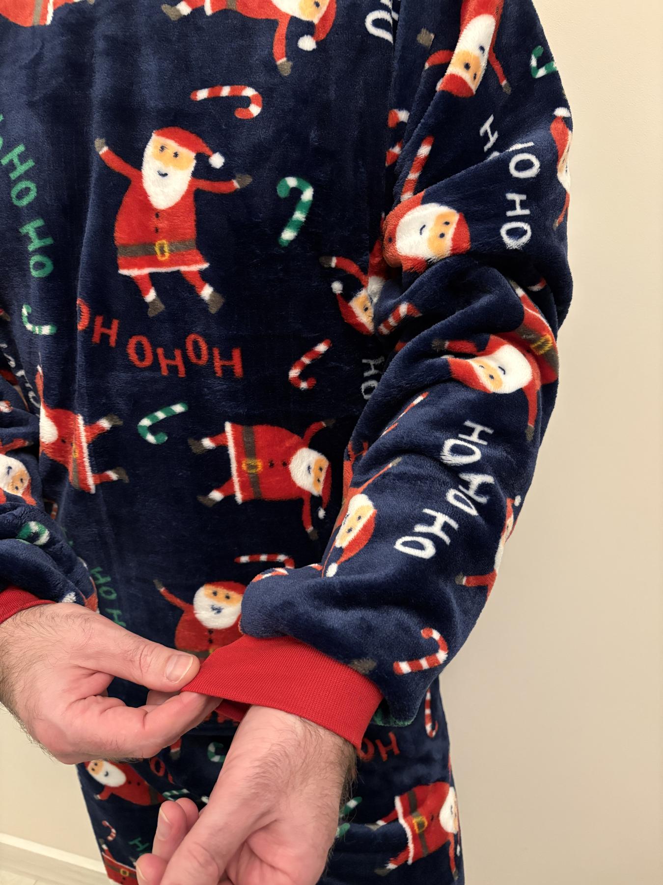 Пижама мужская 2XL теплая Велсофт Новогодняя Синяя-Красная (кофта + штаны) Santa COSY - фото 5