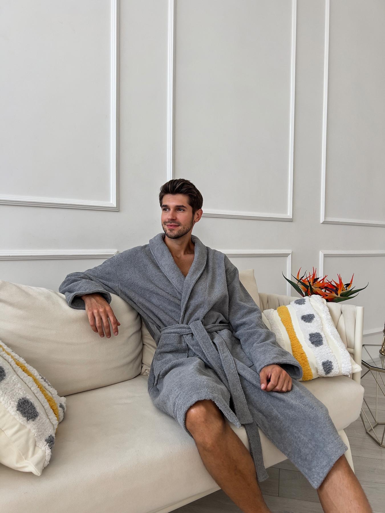 Халат мужской XL махровый Серый Fortune COSY - фото 4
