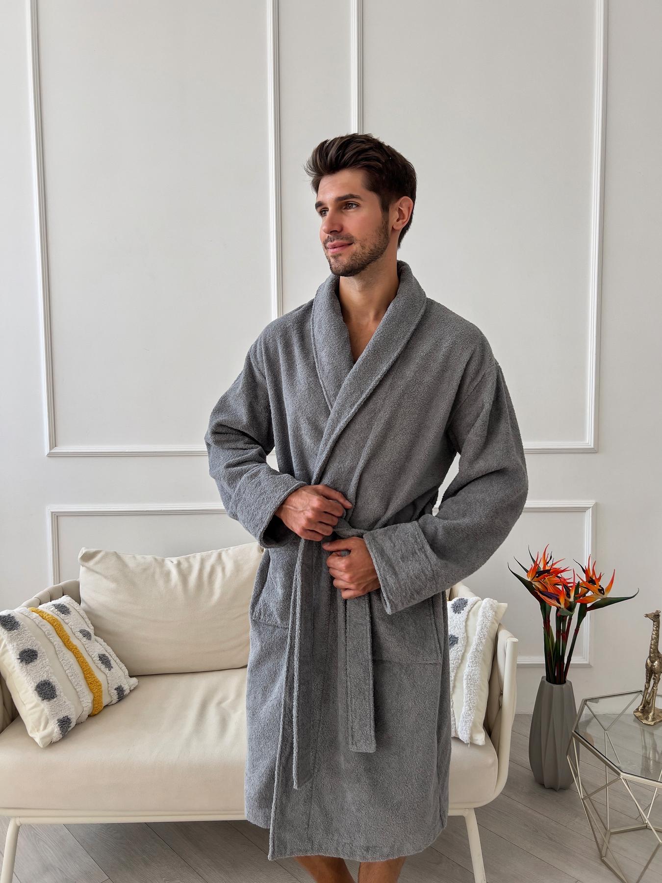 Халат мужской 2XL махровый Серый Fortune COSY