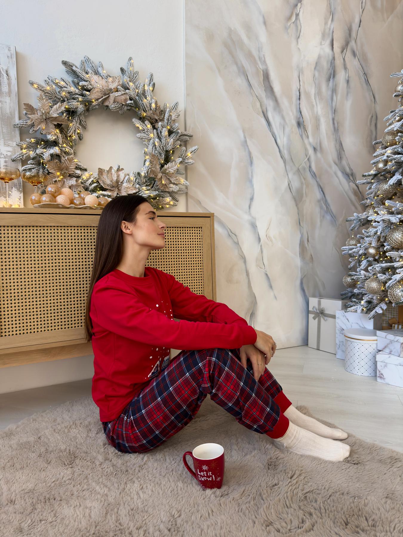 Пижама женская XL Новогодняя теплая Хлопковая с Начесом Winter Holiday COSY - фото 5