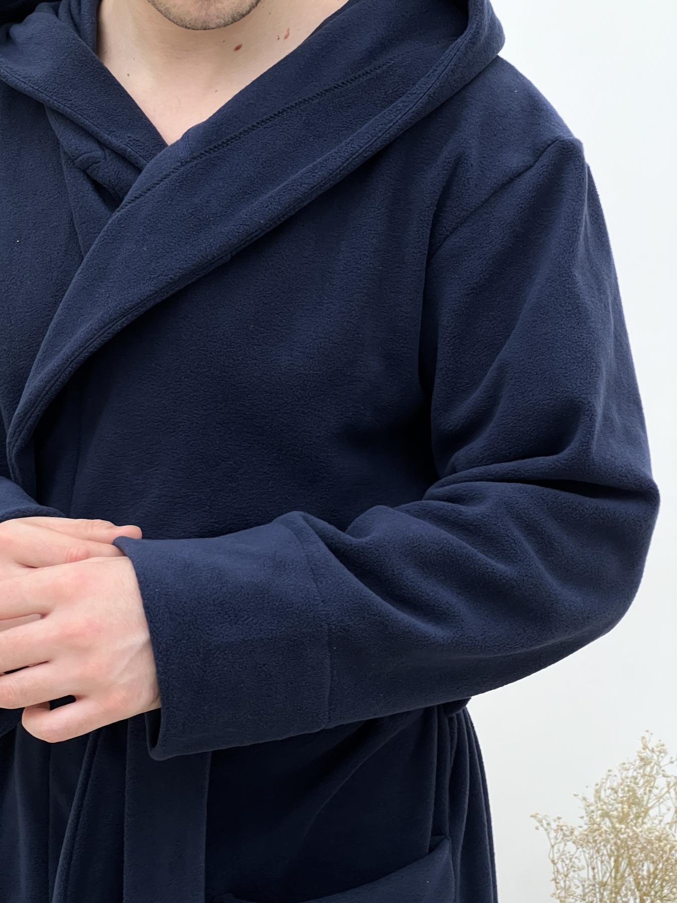 Халат чоловічий 2XL флісовий з Капюшоном Синій COSY - фото 6