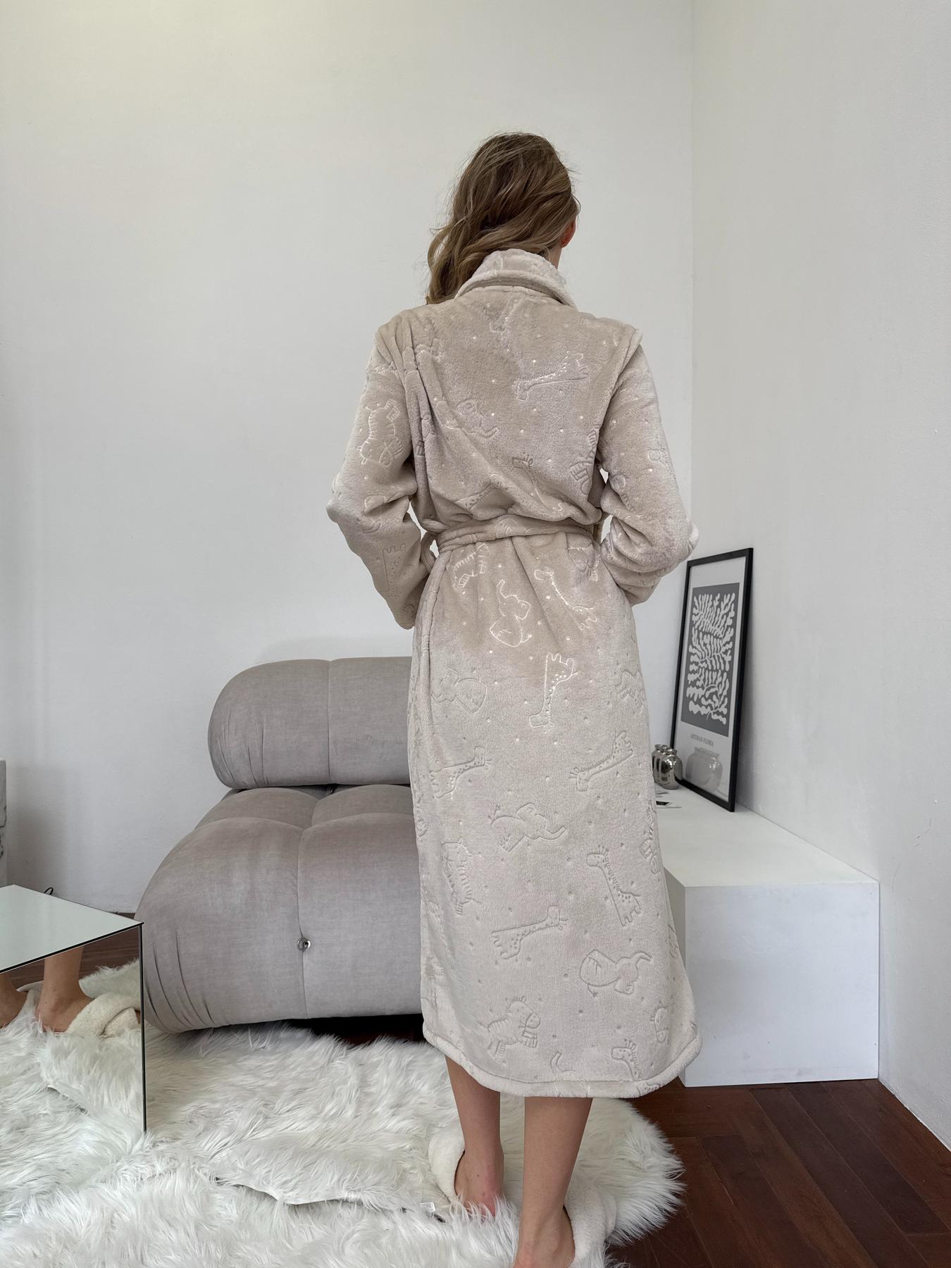 Халат женский S-M велсофт теплый Капучино Сказка COSY - фото 7