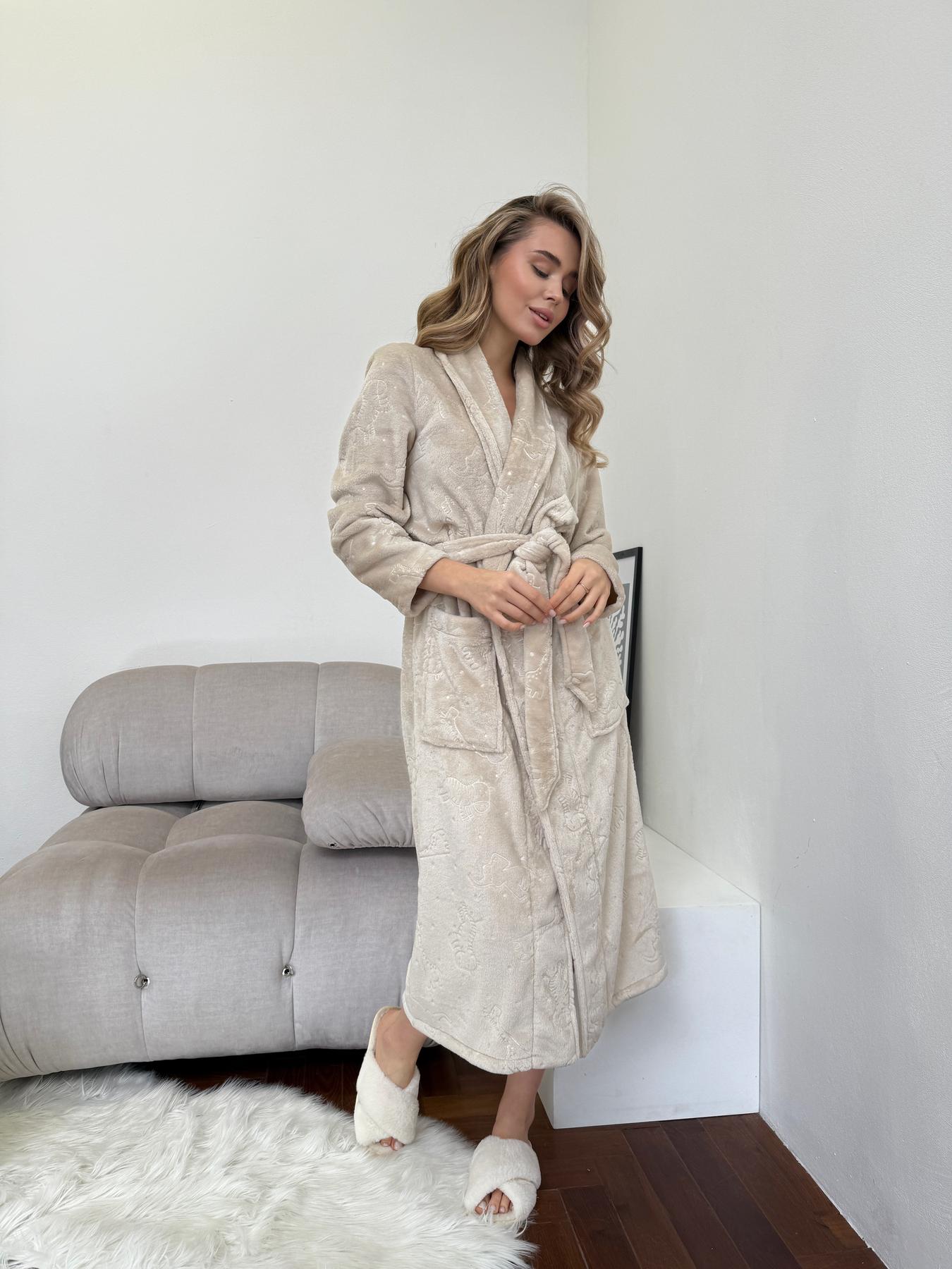 Халат женский S-M велсофт теплый Капучино Сказка COSY - фото 3