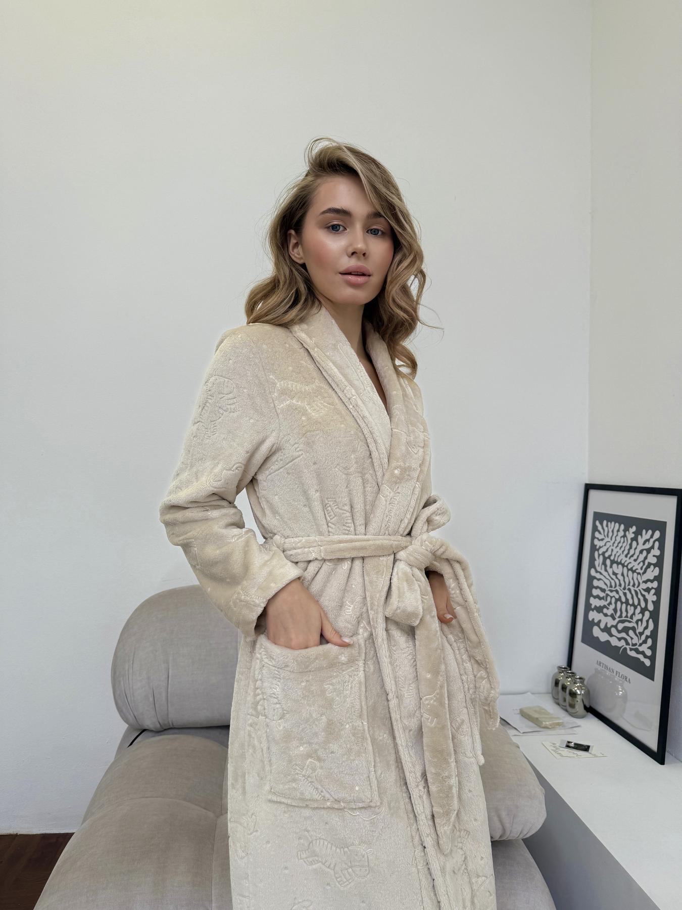 Халат женский 2XL-3XL велсофт теплый Капучино Сказка COSY - фото 8