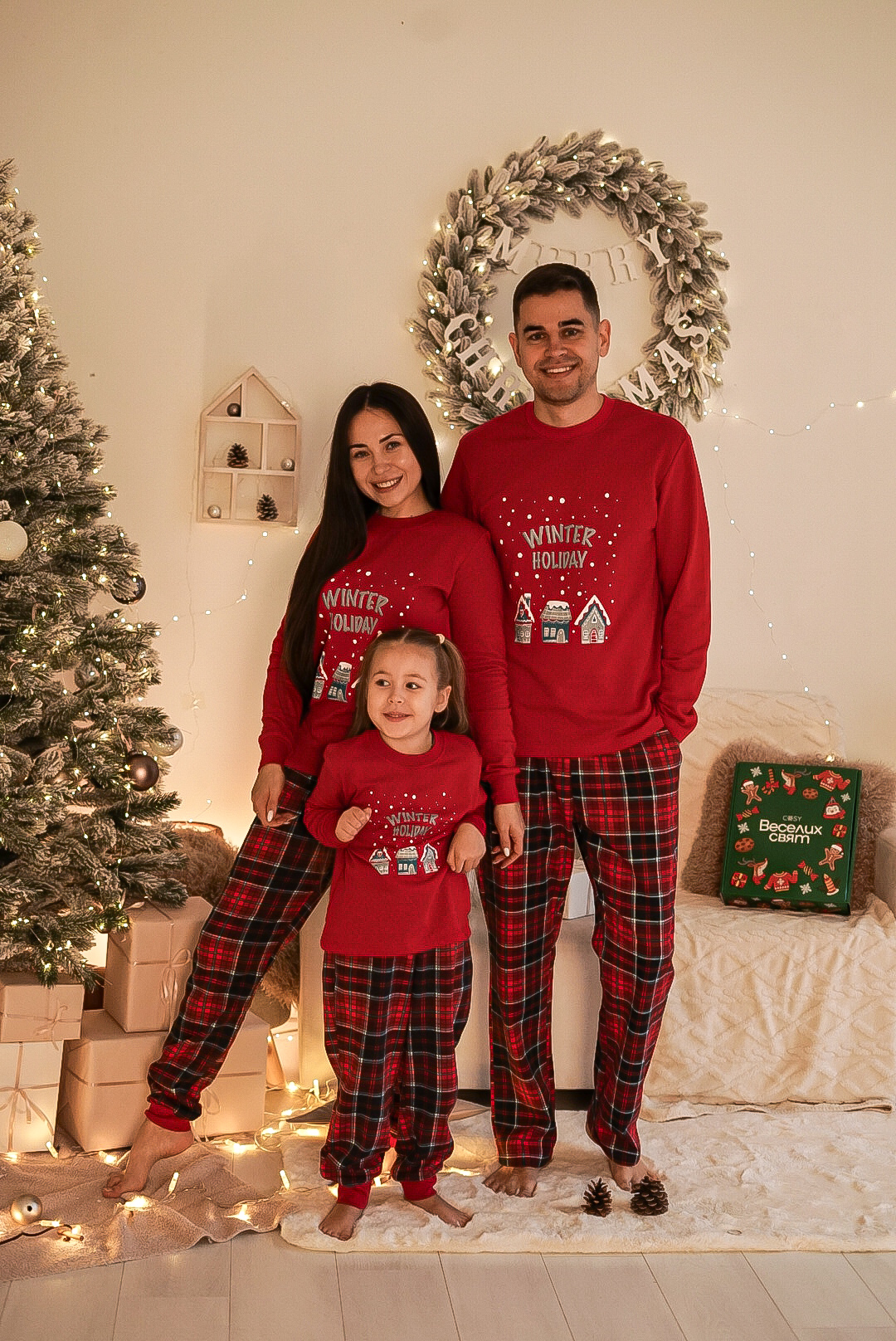Детская теплая пижама XL (140-146 см) для Мальчиков и Девочек Winter Holiday Красная COSY - фото 2