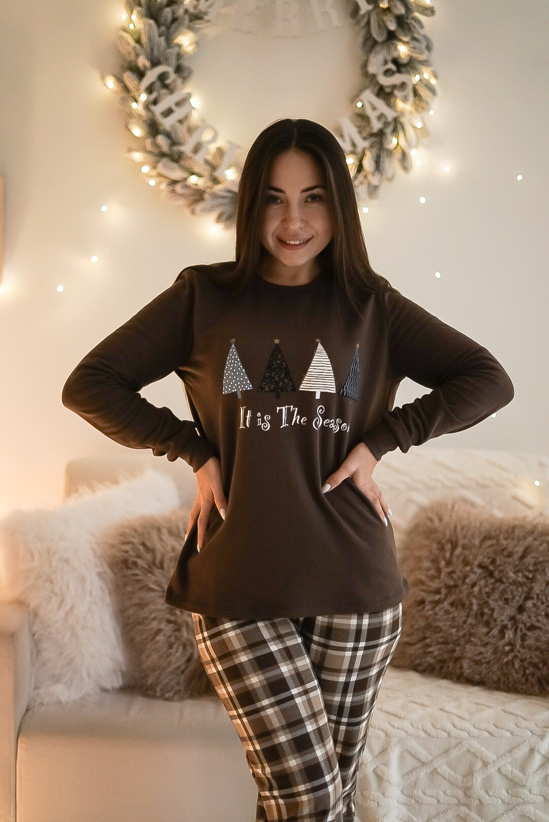 Пижама женская 2XL теплая Коричневая Праздничный Уют COSY - фото 8