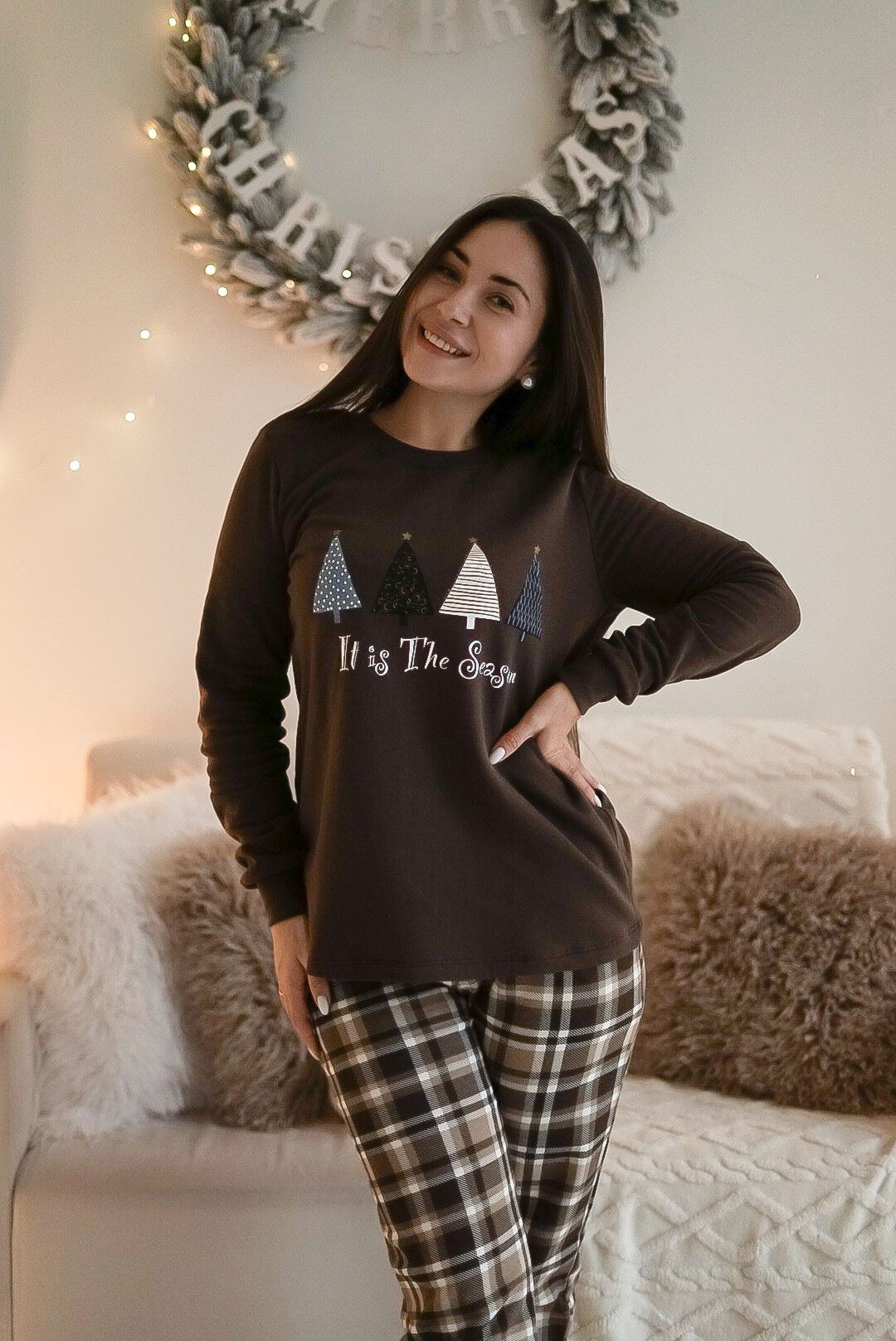 Пижама женская 2XL теплая Коричневая Праздничный Уют COSY - фото 5